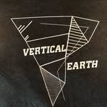 artistic outline of a triangular boulder with Vertical Earth text written in the middle